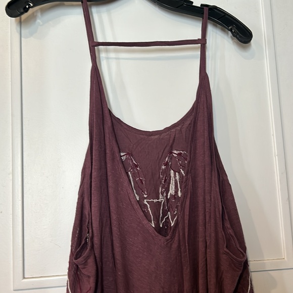 Free People Embroidered Flowy Tank Top-Sz L - Picture 6 of 9